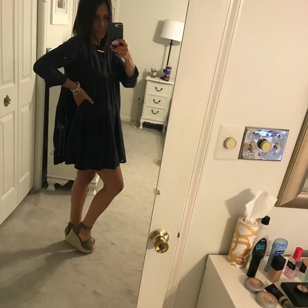 Navy blue baby doll dress - long sleeve